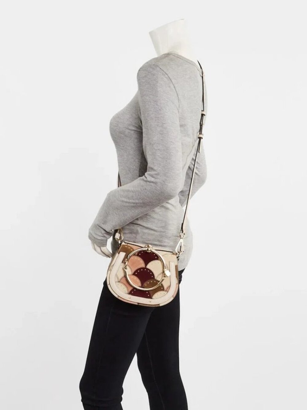 Chloe Multicolor Leather/Suede Small Patchwork Nile Bracelet Bag